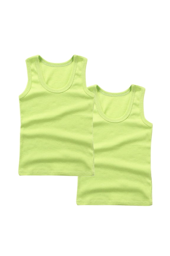 2 PC Toddler Boys Girls Summer Tank Tops Sleeveless Solid Basic Shirts Cotton Athletic Undershirts Vest for 2-14 Years
