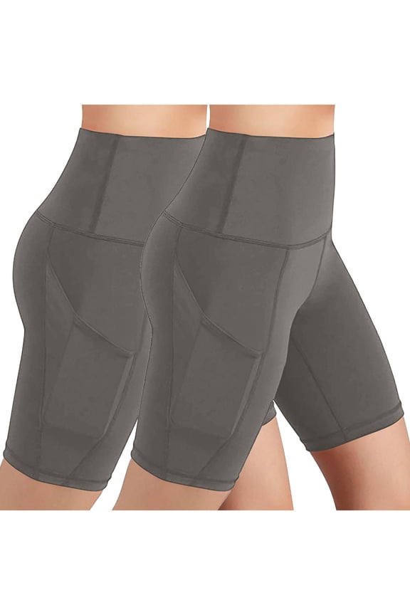 2 Pack Biker Shorts for Women High Waisted Tummy Control Yoga Short Workout Running Gym Shorts Summer Leggings