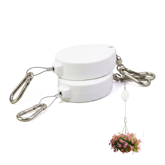 Generic Heavy Duty 304 Stainless Steel Pull Down Plant Hanger Pulley 2-Pack White