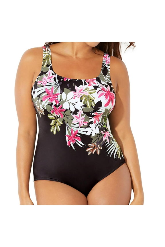 2 Piece Tankini Swimsuits for Women Plus Size Tummy Control High Neck Modest Full Coverage Floral Print Bathing Suit