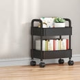 thumbnail image 1 of Generic 2-Tier Rolling Utility Cart with Wheels and Hooks Storage Rack Black, 1 of 6