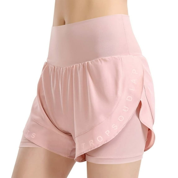 Generic 2 in 1 Athletic Shorts for Women Biker Underneath Running Shorts High Waisted Gym Workout Short