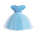 thumbnail image 1 of Generic 2024 New Children's Dress Lace Wedding Skirt Princess Dress Attended The Party To Attend The Event Elegant Sweet Autumn Winter Clothes （3-4Years Blue）, 1 of 8