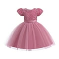 thumbnail image 1 of Generic 2024 New Children's Dress Lace Wedding Skirt Princess Dress Attended The Party To Attend The Event Elegant Sweet Autumn Winter Clothes （6-7Years Red）, 1 of 8