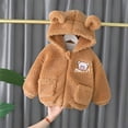 thumbnail image 1 of Generic 2024 New Children's Jackets Casual Fashion Baby Girls Boys Cartoon Letter Jacket Bear Ears Hooded Outerwear Zipper Warm Winter Coat for Breathable Clothing (0-6 Months,Brown), 1 of 8