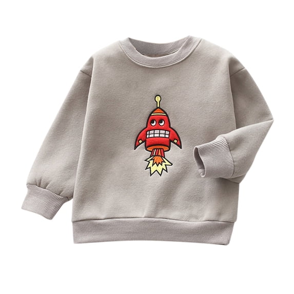 Generic 2024 New Classic Sweatshirts for Children's Kids Childr Toddler Boys Girls Cute Cartoon Embroidery Long Sleeve Thick Pullover Autumn Sweatshirt Tops Clothes Outfits(6-7 Years,B)