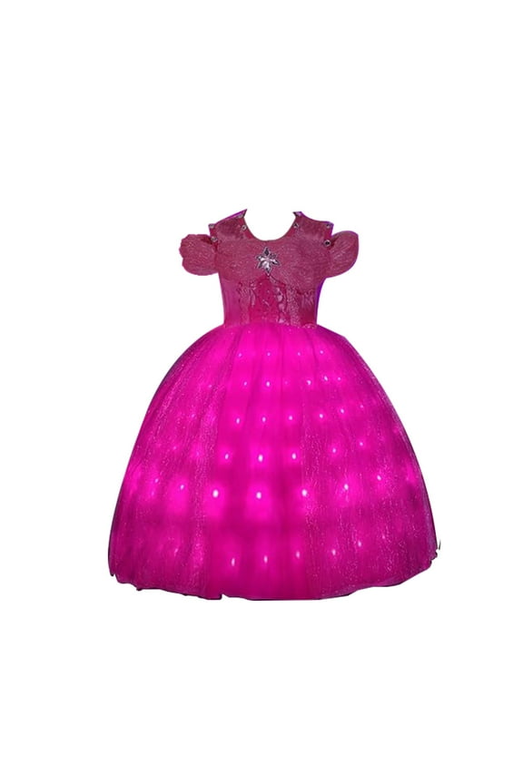 Purple Christmas Kids Party Dresses Light Up Dresses for Girls Halloween Girls Toddler Kids Teens for Girls Toddler（2-3 Years White）