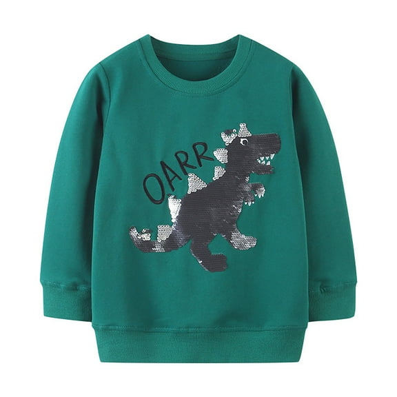Generic 2024 New Clothing Toddler Boys Autumn Dinosaur Print Pullover Round Neck Long Sleeve Sweatshirt School Daily Wear for Fashion Casual Breathable Lightweight (3 Years,Green)