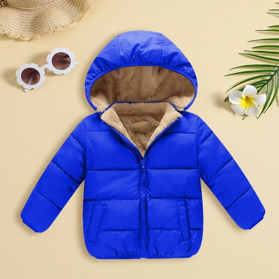 Generic 2024 New Coat for Kids Casual Spring Autumn/Winter Preschool Girls/Boys Long Sleeve Hooded Removable Hat Down Filled Jacket for Fashion Breathable Clothing (3-4 Years,Blue)