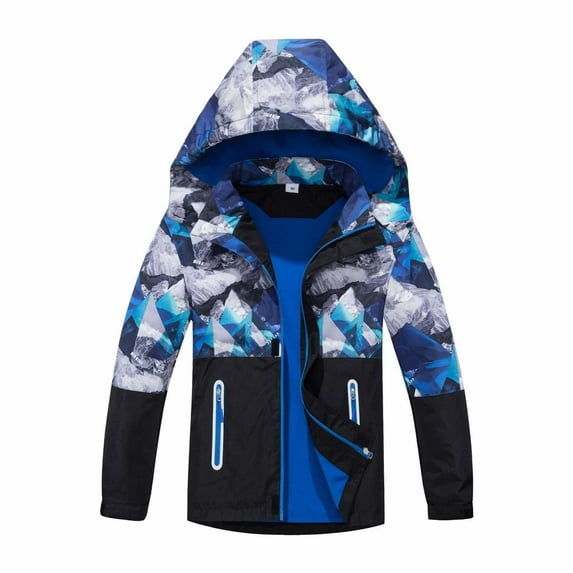 Generic 2024 New Coat for Teen Girls Children's Jacket Colorblocking Camouflage Zipper Shirt Breathable Outdoor Kids Jackets for Fashion Casual Clothing (5-6 Years,Blue)