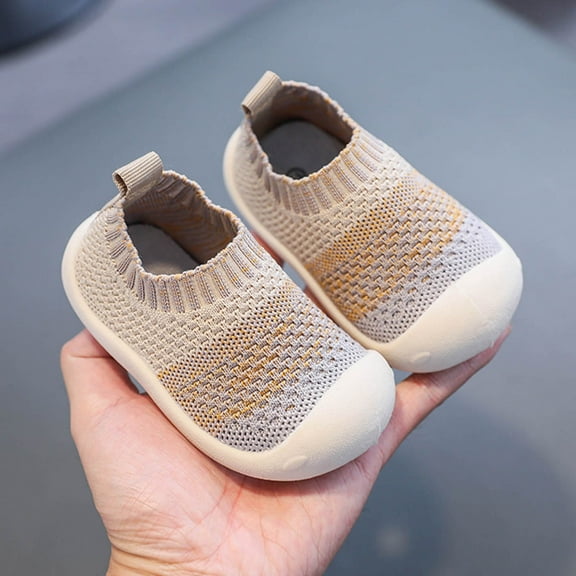 Generic 2024 New Cute Shoes Boy Girl Sneakers Non Slip First Walkers for Fashion Casual Breathable Lightweight (15-18Months,Yellow)