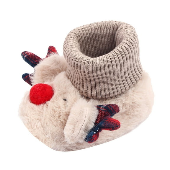 Generic 2024 New Fashion Toddler Shoes Plus Velvet Floor Shoes Thick Cartoon Indoor Non Slip Christmas Shoes for Classic Fashion Breathable (2.5-3 Years,Pink)