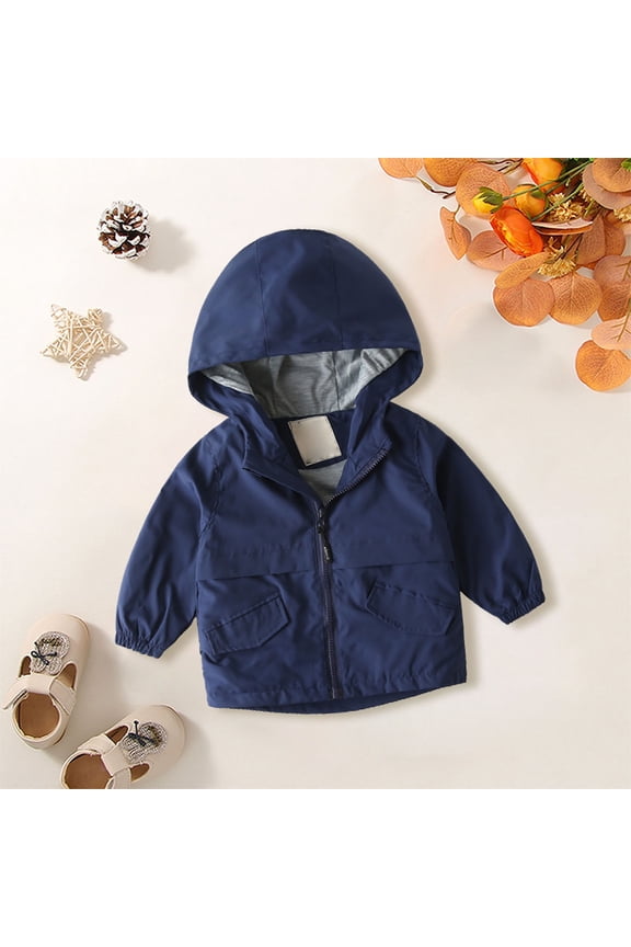 2024 New Jackets for Kids Casual Spring Toddler Boys Hooded Lined Windbreaker Lightweight Jacket for Fashion Breathable Clothing (4-5 Years,Navy)