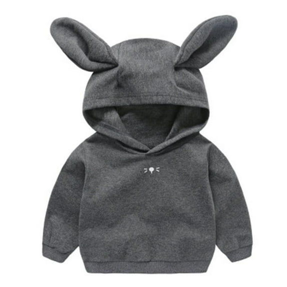 Generic 2024 New Kids Classic Fit Hoodies Toddler Baby Girls Boys Cute Cartoon Patchwok Rabbit Ear Hooded Long Sleeve Sweatshirt Autumn Winter Comfortable Tops Outfits(12-18 Months,B)