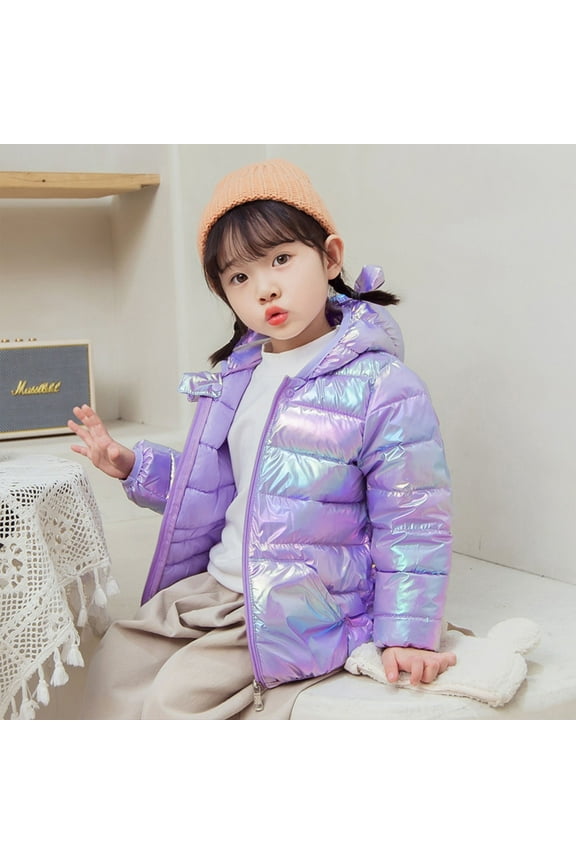 2024 New Kids Coat Trendy Travel Boys/Girls Cotton Jacket Autumn/Winter Cute Cartoon Colorful Hood Zippered Party Birthday School Fashion Casual Breathable Clothing (18-24 Months,Purple)