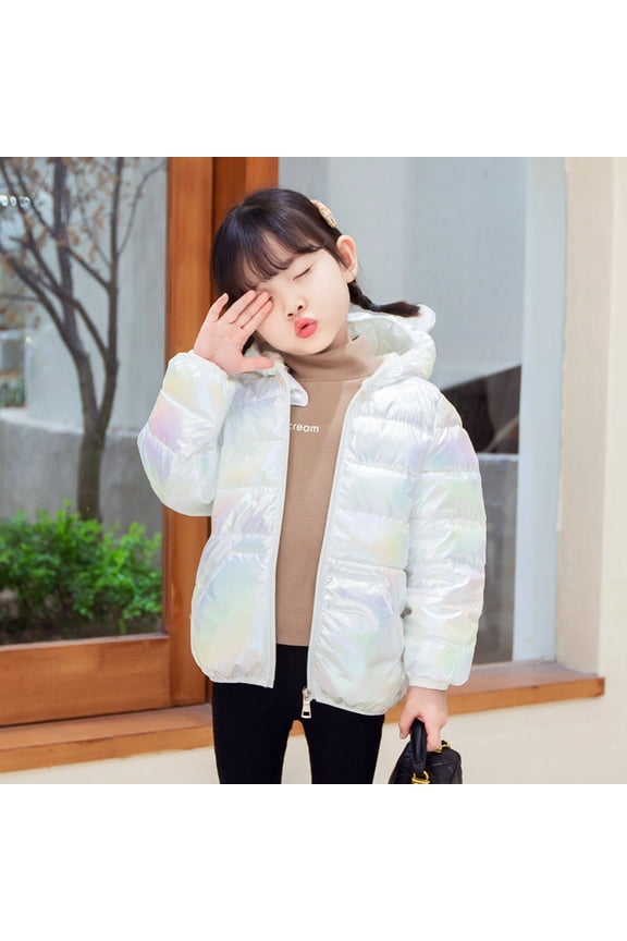 2024 New Kids Coat Trendy Travel Boys/Girls Cotton Jacket Autumn/Winter Cute Cartoon Colorful Hood Zippered Party Birthday School Fashion Casual Breathable Clothing (12-18 Months,White)