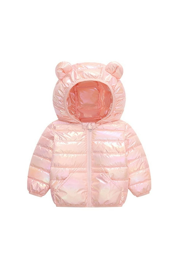 Boys/Girls Cotton Jacket Autumn/Winter Cute Colorful Hood Zippered Coat Party Birthday School for Holiday Winter Party Christmas(18-24 Months Pink)