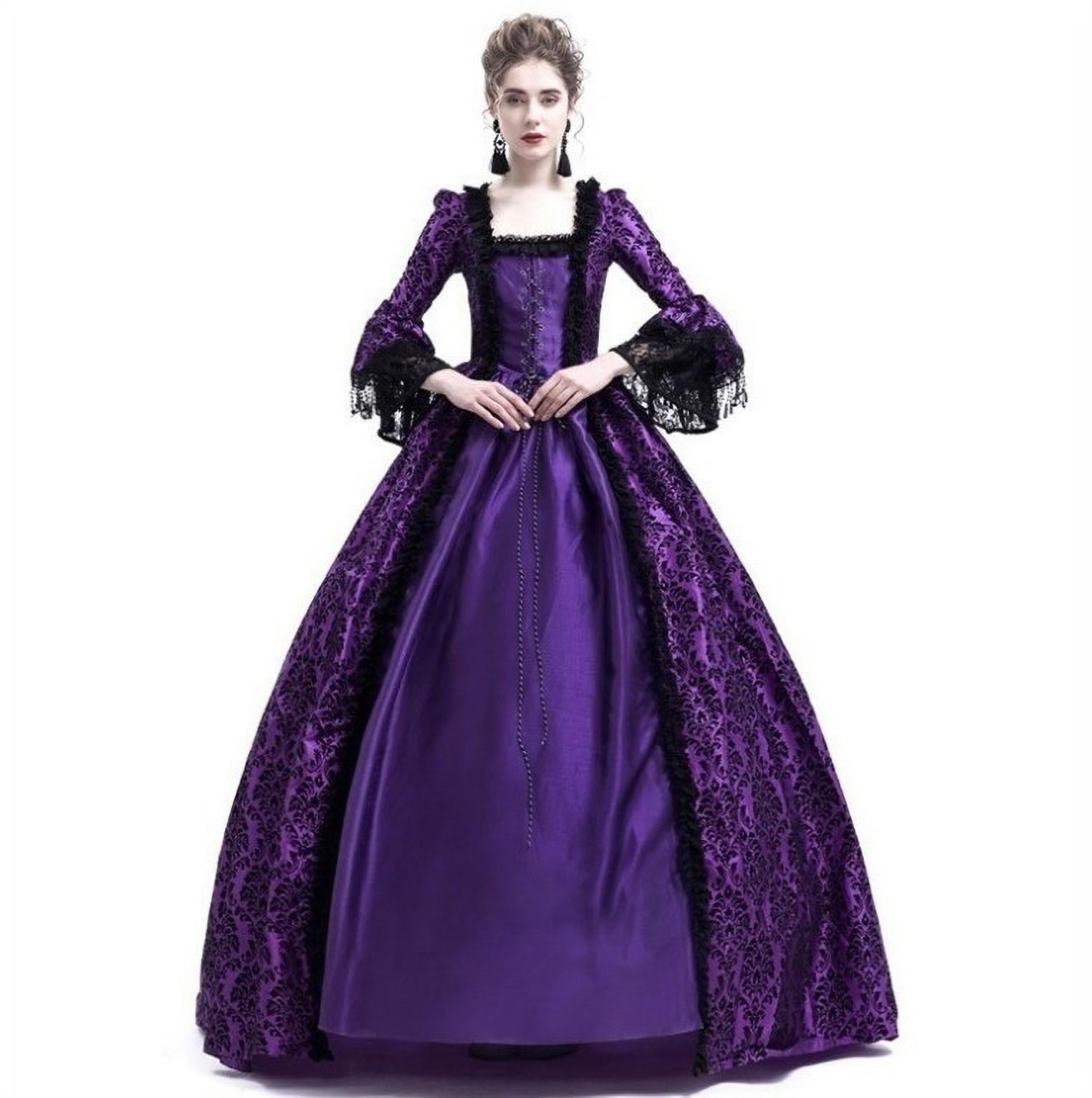 Generic 2025 Lace Stitching Large Bell Sleeve Medieval Dress Court 