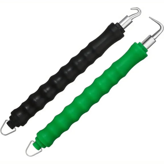Generic 2PC Semi-Automatic Straight Pull Rebar Hook | Non-Slip Handles (Black/Green) for Concrete Reinforcement & Fencing
