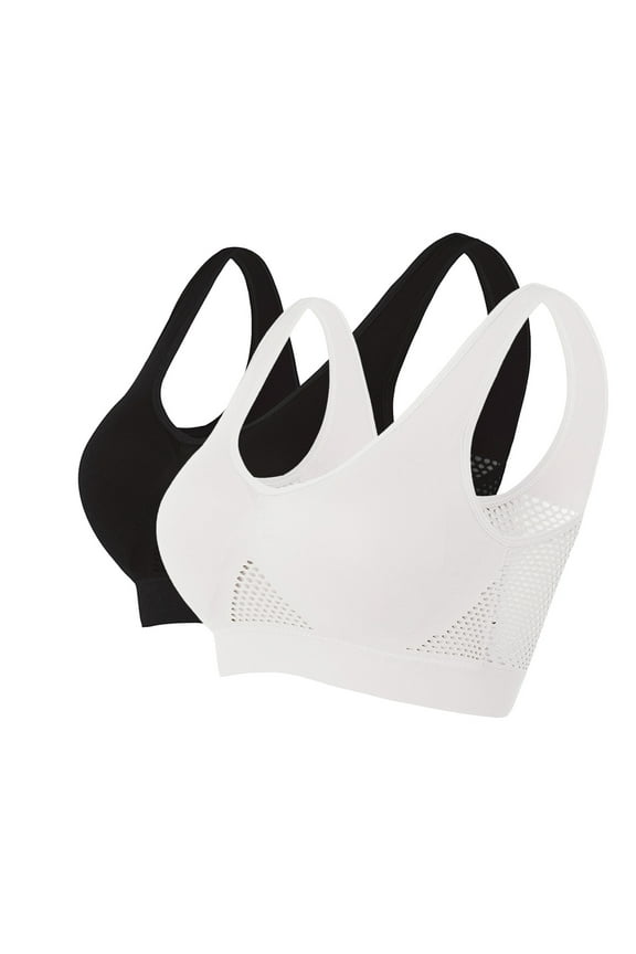 2PC Sport Bra for Women High Support No Underwire Yoga Bra Wireless Breathable Cooling Lift Comfortable Bra