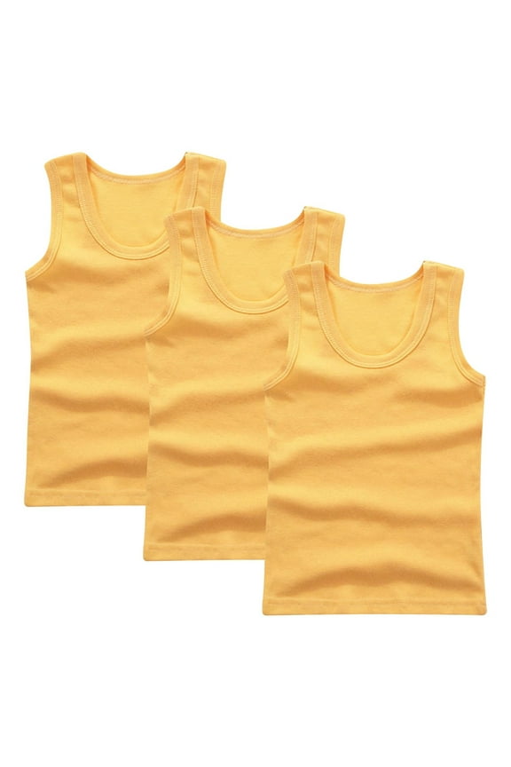 3 PC Toddler Baby Boys Cotton Sleeveless Tank Top Summer Solid Basic Undershirts Athletic Crew Neck Vest for 2-14 Years