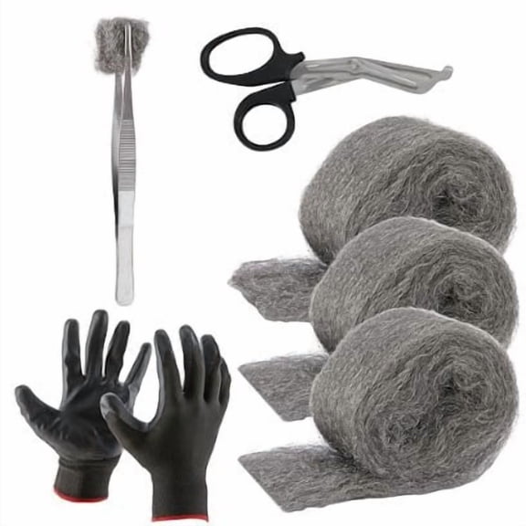 Generic 3-Pack Steel Wool Mouse Hole Filler, DIY Rodent Control Gap Sealer Kit