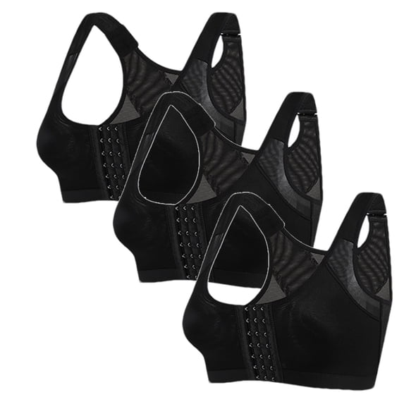 Generic 3PC Front Closure Compression Full Coverage Bras for Women Post Surgery Everyday