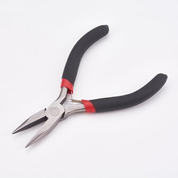 Generic 4.7 Inch Jewelry Making Pliers Carbon Steel Needle Nose Comfort Grip Handle Craft Pliers Black