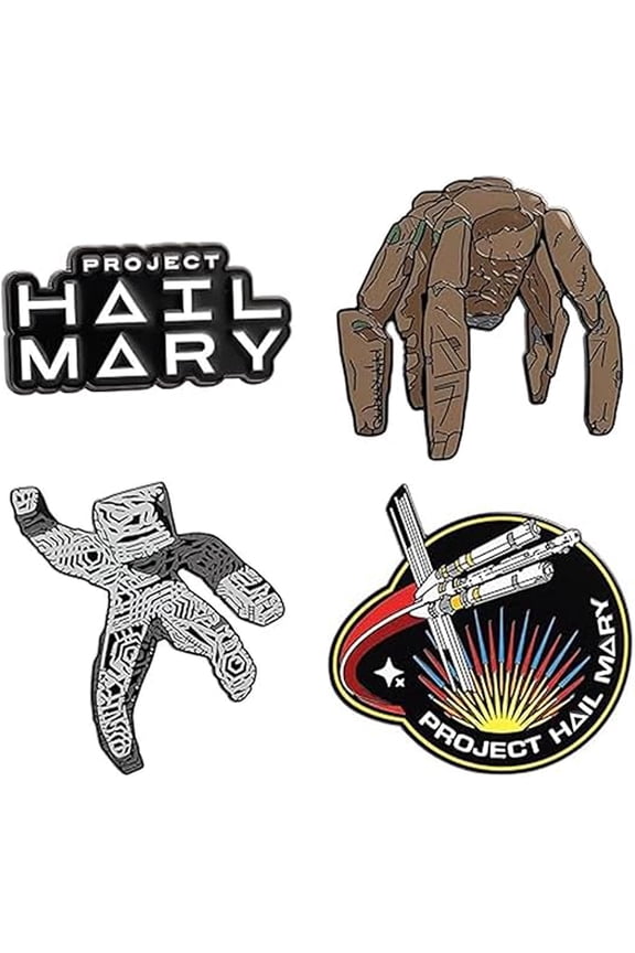 4-Piece Pin Set, Space Mission Theme Brooch for Jacket Bag