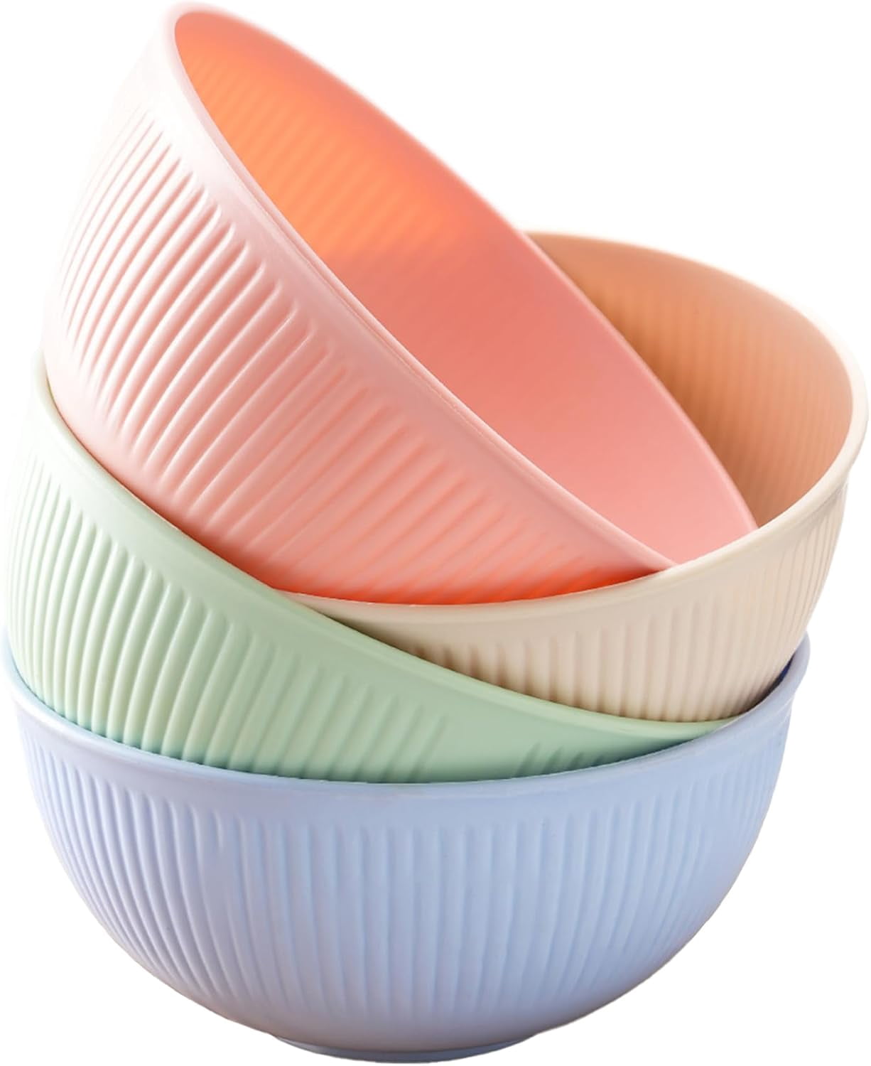 Reusable Plastic Kitchenware Generic 4-Piece Plastic Bowl Set Light Colors Reusable Microwave ...