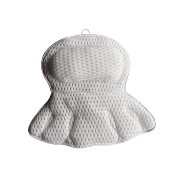 Generic 4D Mesh Bath Pillow for Tub with Suction Cups Neck Back Support White