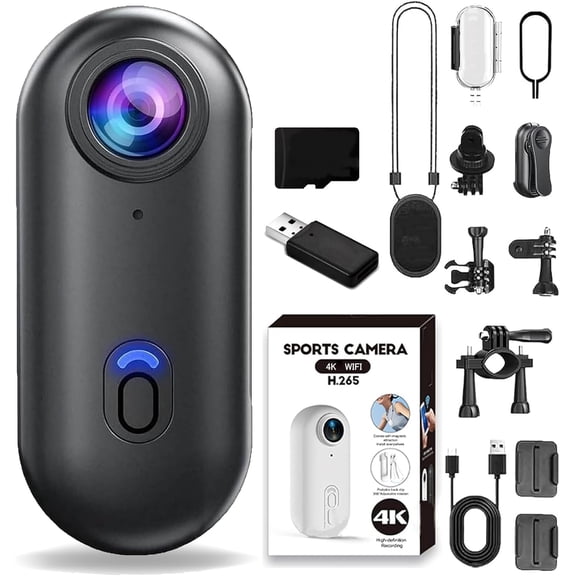 Generic 4K HD Waterproof Action Cam, Mini Pocket Video Camera with Night Vision, Magnetic Lanyard for Hands-Free Recording