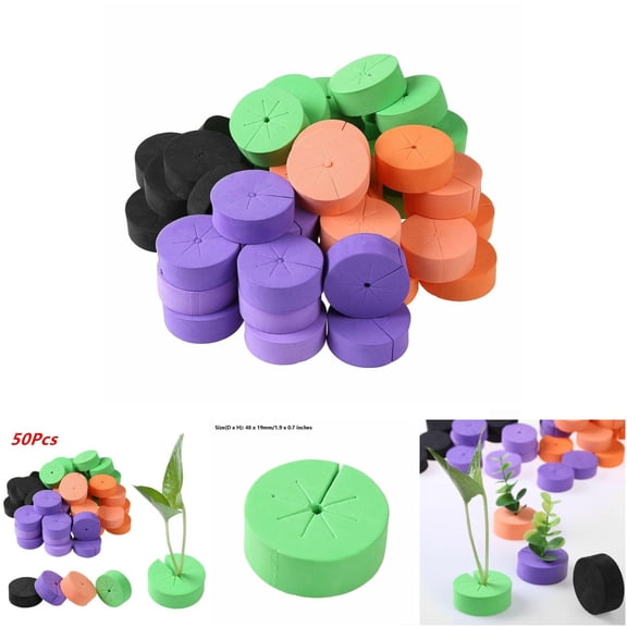 Generic 50 Pcs Garden Clone Collars Neoprene Foam Inserts 8 Spoke Design for Hydroponics Cloning Machine DIY Net Pots Black Small with Parent Container