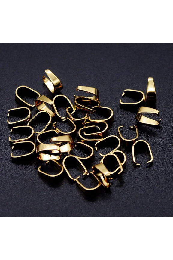 Generic 50Pcs 201 Stainless Steel Gold Plated Pendant Pinch Bail Clasps Hook Pendant Clasps for Necklace Charm Jewelry DIY Craft Making 7x5x3mm for DIY