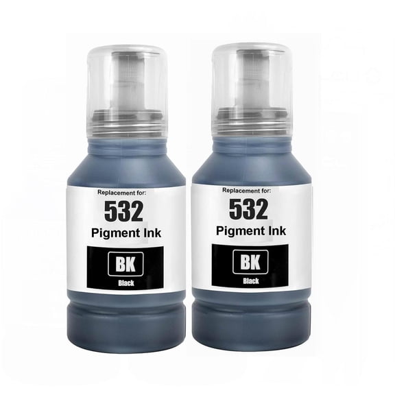 Generic 532 Pigment Compatible Refill Ink Bottles Replacement for 532 T532 Black Work with ET-M1170 ET-M2170 ET-M3170 ST-M1000 ST-M2000 ST-M3000 Printer - 2 Pack