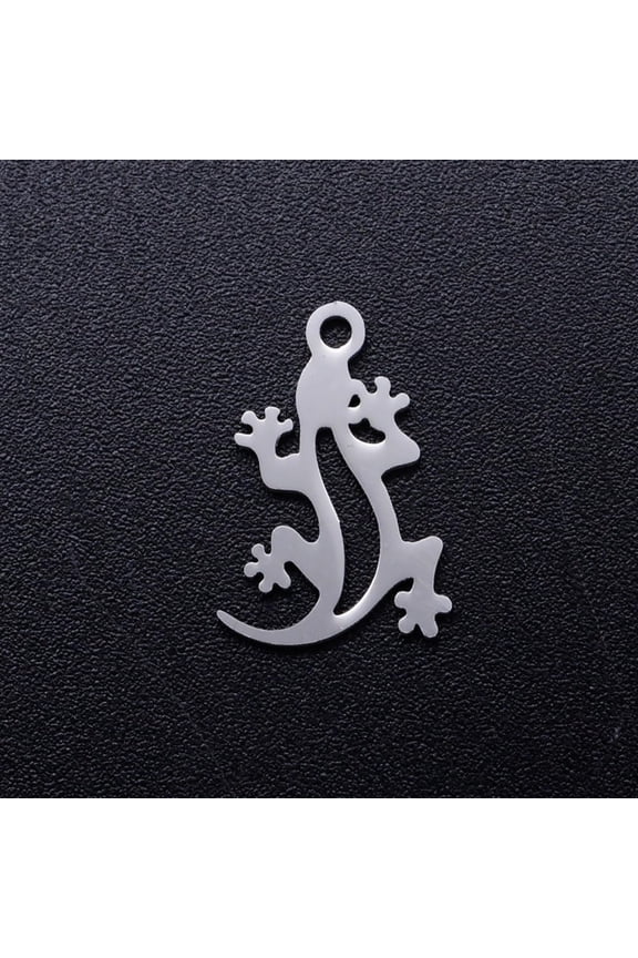 Generic 5Pcs Flat Hollow Lizard Pendants Stainless Steel Lizard Charms 16x10.5x1mm Ideal