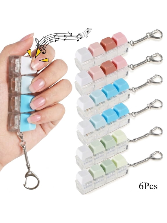 Generic 6 Pack Keyboard Shaped Fidget Clicker Keychains, Stress Relief Decompression Toys for Adults