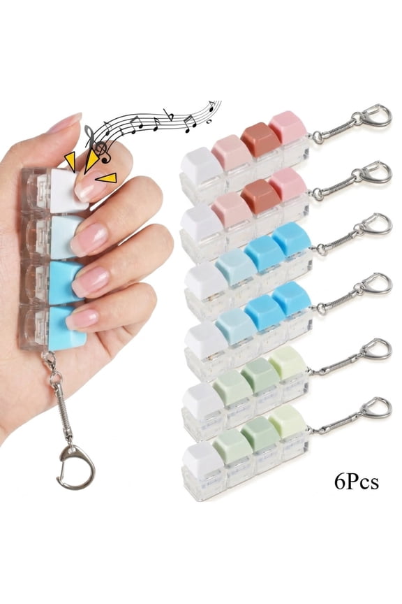 Generic 6 Pack Keyboard Shaped Fidget Clicker Keychains, Stress Relief Decompression Toys for Adults