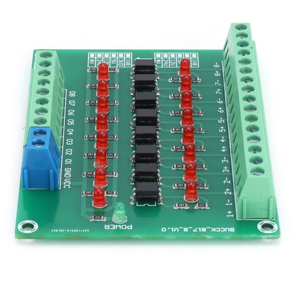 Generic 8 Channel Optocoupler Module - 12V to 3.3V Optical Isolation Board for PLC Signal Conversion