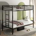 thumbnail image 1 of Generic Adam Sturdy Twin Over Twin Bunk Bed Metal Black for Adult, Twin Over Twin Bunk Bed with Ladder and Guardrails, Easy Climbing, Beds for Bedroom, 1 of 9
