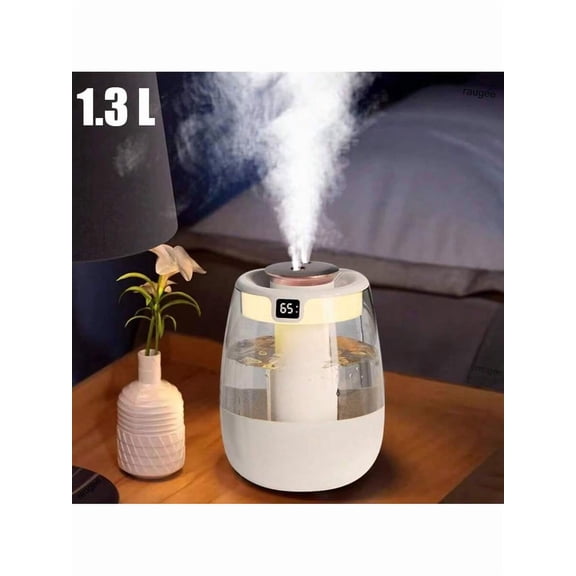 Generic Air Humidifier 1.3L Cool Mist Essential Oil Diffuser, Double Spray Port Ultrasonic Aroma Mister with Night Light for Home and Office, Whisper Quiet Operation, White