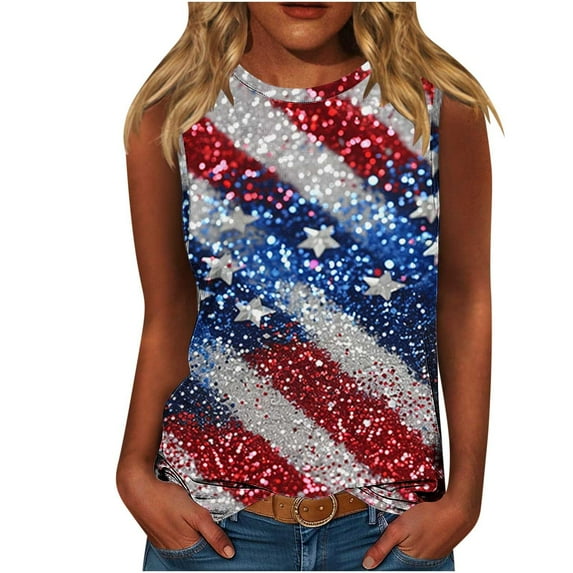 Generic American Flag Tank Top Women 4th of July Tanks Tops USA Flag Vest Sleeveless Tee Printing Patriotic Shirts