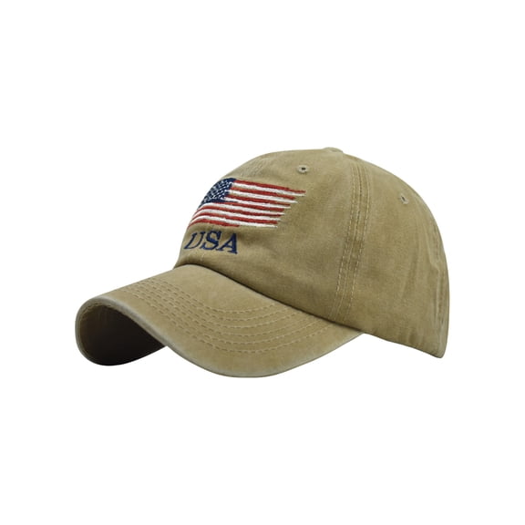 Generic American Vintage Flag Distressed Adjustable Washed Denim Mens Dad Trucker Hat Baseball Ball Cap for Men