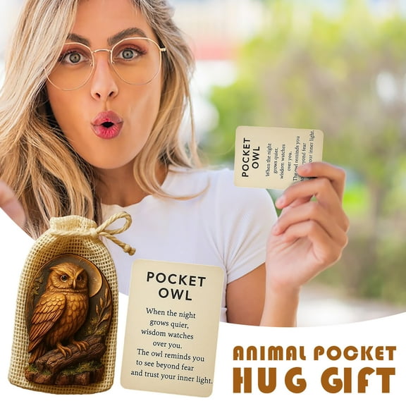 Generic Animal Pocket Hug Gift, Mini Animal Hug Memory Card, Inspirational and Thoughtful Gift, Figurines Symbolizing Courage, Peace, Wisdom, and Strength