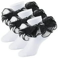 thumbnail image 1 of Generic Ankle Socks Big Girls Lace Ruffled Comfy Ruffle Socks 3 Pairs for Cute Casual Soft Comfortable Breathable (1-3 Years,Black), 1 of 5