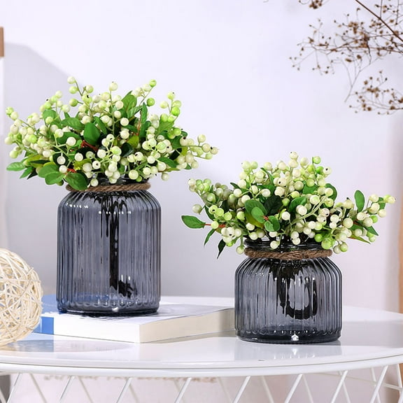 Generic Artificial Berry Stems White & Sage Green Fake Florals for Wedding Bouquets, Farmhouse Wreaths, Christmas Tree Decor