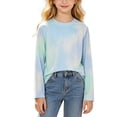 thumbnail image 1 of Generic Athletic Shirts for Girls Gradient Long Sleeve Active T Shirts Sports Crewneck Dry Fit Tops Kids Teens Gym Workout Undershirt, 1 of 7