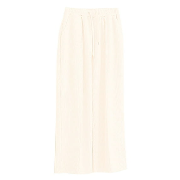 Generic Autumn/Winter Children's Pants Girls' Casual Pants Medium Large Loose Straight Leg Split Pants High Waist Wide Leg Flowy Loose Long Trousers(11-12 Years,Beige)