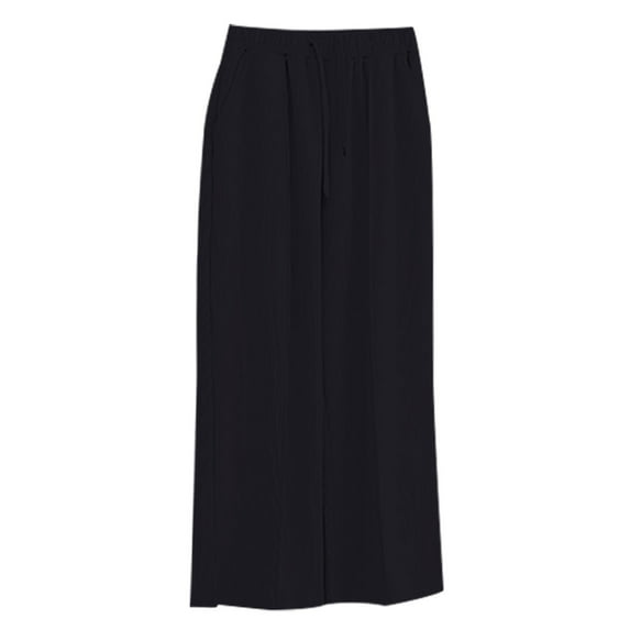 Generic Autumn/Winter Children's Pants Girls' Casual Pants Medium Large Loose Straight Leg Split Pants High Waist Wide Leg Flowy Loose Long Trousers(11-12 Years,Black)