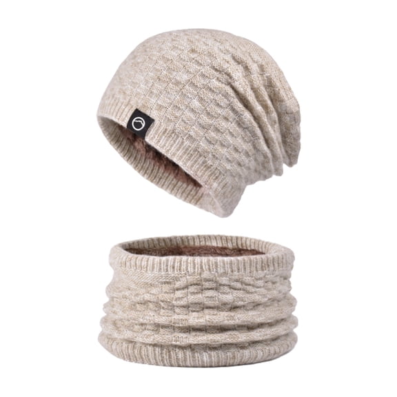 Generic Autumn Winter Thermal Hat Scarf Set For Adults Warm Winter Beanie Hat & Scarf Set Stylish Knit Cap For Men Women Warm Winter Hat Scarf Glove Set For Men And Women